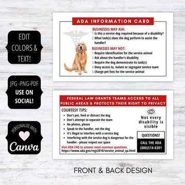 service dog handler ada information card